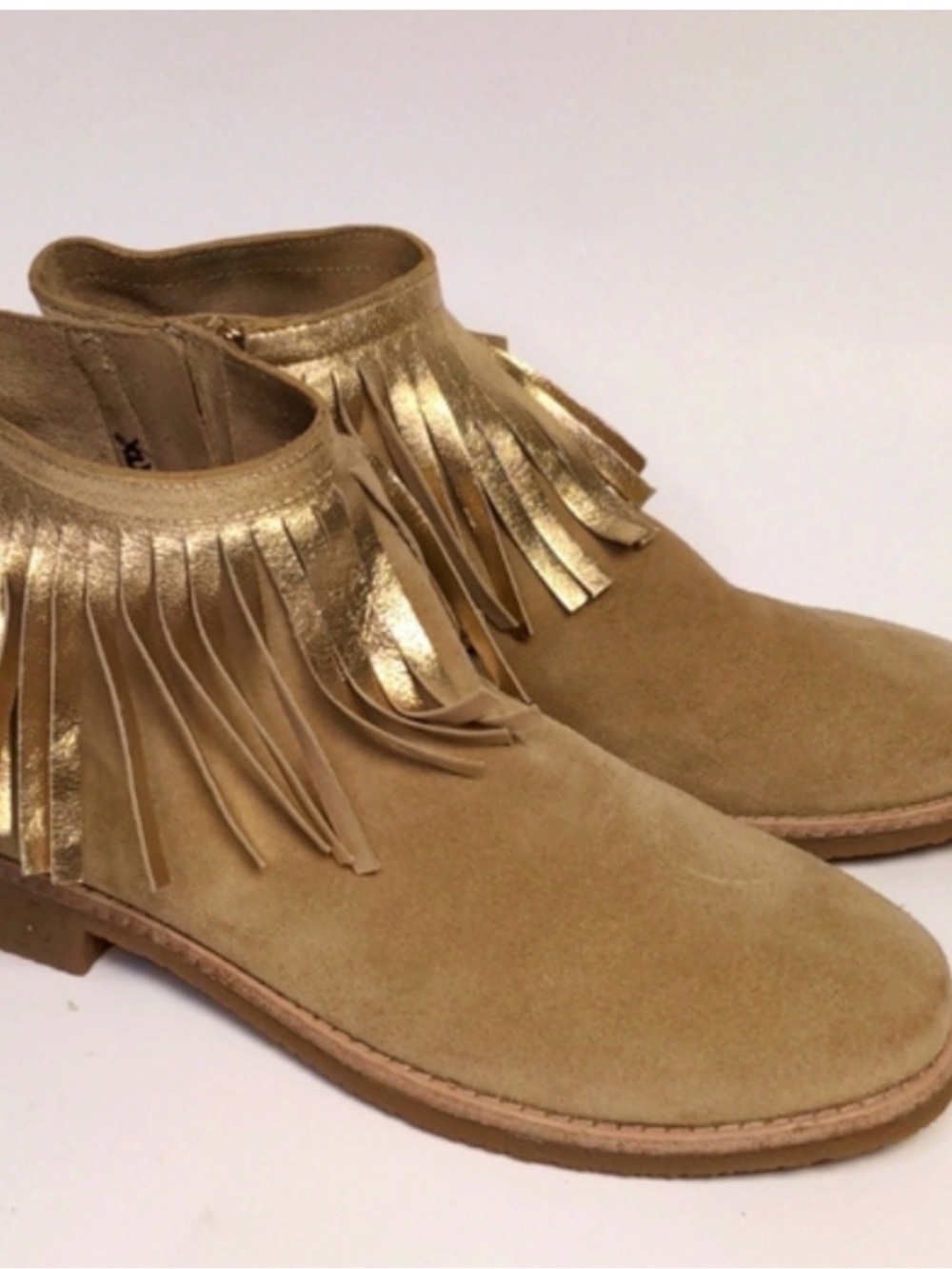 Kate Spade Gold Fringe Suede Betsie Ankle Boots
